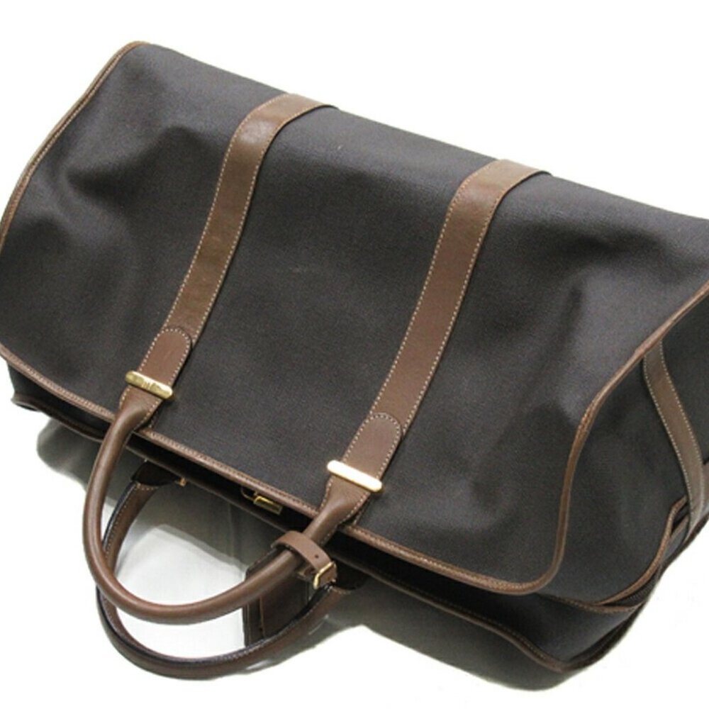 Dunhill Boston bag Gray Brown Gold Women Authentic secondhand